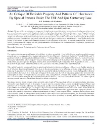 An Critique of Heritable Property and Patterns of Inheritance by Special Persons Under the Efik and Qua Customary Law. B.E