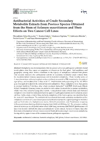 Antibacterial Activities of Crude Secondary Metabolite Extracts From