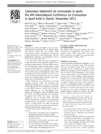 Consensus Statement on Concussion in Sport