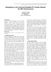 Designing a Low Cost and Scalable PC Cluster System for HPC Environment