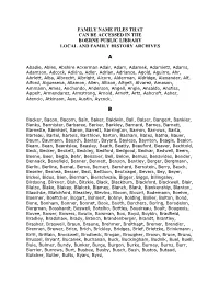Family Name Files That Can Be Accessed in the Boerne Public Library Local and Family History Archives