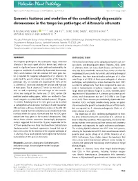 Genomic Features and Evolution of the Conditionally Dispensable Chromosome in the Tangerine Pathotype of Alternaria Alternata