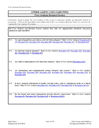 OTHER ASSETS and LIABILITIES Core Analysis Decision Factors