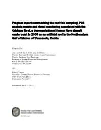 Progress Report Summarizing the Reef Fish Sampling, PCB Analysis Results