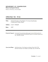 Surficial Geology of the Naples 7.5' Quadrangle, Maine