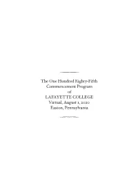 2020 Commencement Program