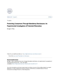 An Experimental Investigation of Extended Warranties