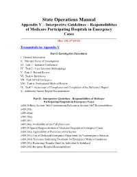 Appendix V – Interpretive Guidelines – Responsibilities of Medicare Participating Hospitals in Emergency Cases ______(Rev
