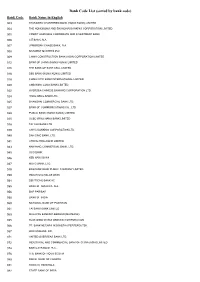 Bank Code List