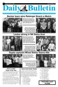 Becker Team Wins Reisinger Board-A-Match Levine Strong in NA