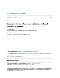 Community Context: Influence and Implications for School Leadership Preparation