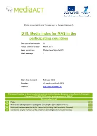 D18: Media Index for MAS in the Participating Countries