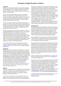 Description of Higher Education in Scotland