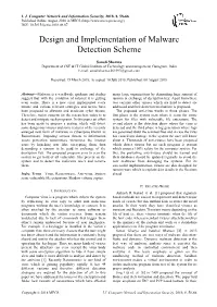 Design and Implementation of Malware Detection Scheme