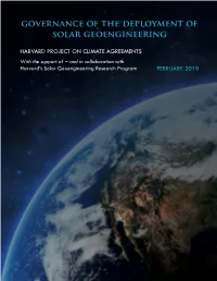 Governance of the Deployment of Solar Geoengineering