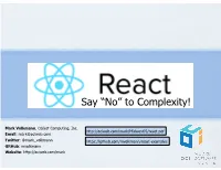 React.Pdf Email: Mark@Ociweb.Com Twitter: @Mark Volkmann Github: Mvolkmann Website