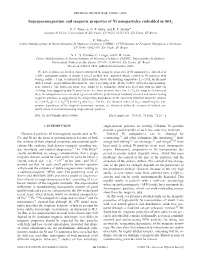 Superparamagnetism and Magnetic Properties of Ni Nanoparticles Embedded in Sio2