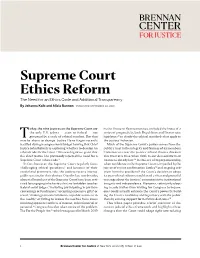 Supreme Court Ethics Reform the Need for an Ethics Code and Additional Transparency