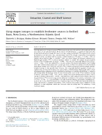 Using Oxygen Isotopes to Establish Freshwater Sources in Bedford Basin, Nova Scotia, a Northwestern Atlantic Fjord