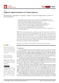 Vaginal Administration of Contraceptives