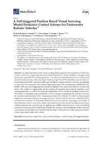 A Self-Triggered Position Based Visual Servoing Model Predictive Control Scheme for Underwater Robotic Vehicles †