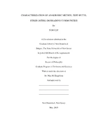 Characterization of Anaerobic Methyl Tert-Butyl Ether (MTBE)-Degrading Communities