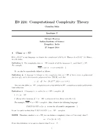 E0 224: Computational Complexity Theory Chandan Saha