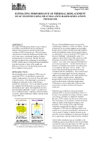 Estimating Performance of Thermal Displacement Hvac Systems Using Heat Balance-Based Simulation Programs