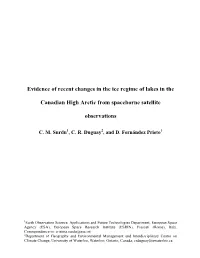 Evidence of Recent Changes in the Ice Regime of Lakes in the Canadian