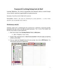 Password Cracking Using Cain & Abel