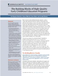 The Building Blocks of High-Quality Early Childhood Education Programs