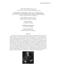 The Fermilab Holometer a Program to Meas'ure Planck Scale Indeterminacy