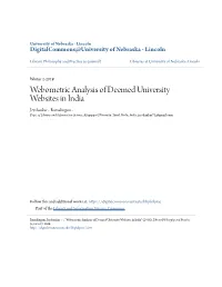 Webometric Analysis of Deemed University Websites in India Jeyshankar