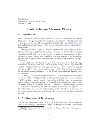 Basic Lebesgue Measure Theory1