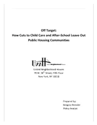 Off Target: How Cuts to Child Care and After-School Leave out Public Housing Communities