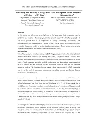 Reliability and Security of Large Scale Data Storage in Cloud Computing C.W