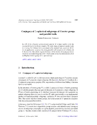 Conjugacy of 2–Spherical Subgroups of Coxeter Groups and Parallel Walls