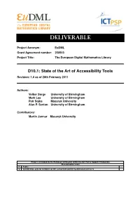 D10.1: State of the Art of Accessibility Tools Revision: 1.0 As of 28Th February 2011