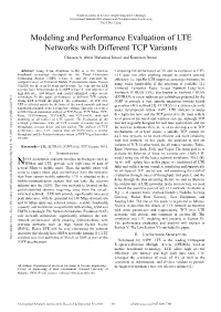 Modeling and Performance Evaluation of LTE Networks with Different TCP Variants Ghassan A