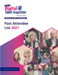 Past Attendee List 2021