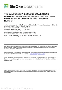 The California Phenology Collections Network: Using Digital Images to Investigate Phenological Change in a Biodiversity Hotspot