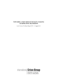 Towards a Post-Minustah Haiti: Making an Effective Transition