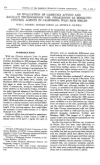 An Evaluation of Gambusia Aff/N/S and Bacillus Thuringiensis Var