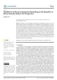 Buddhist-Led Rural Community Rebuilding in the Republic of Korea from the Indra’S Net Perspective