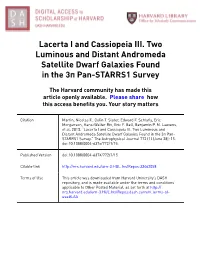 Lacerta I and Cassiopeia III. Two Luminous and Distant Andromeda Satellite Dwarf Galaxies Found in the 3Π Pan-STARRS1 Survey