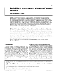 Probabilistic Assessment of Urban Runoff Erosion Potential