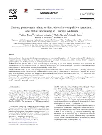 Sensory Phenomena Related to Tics, Obsessive-Compulsive Symptoms