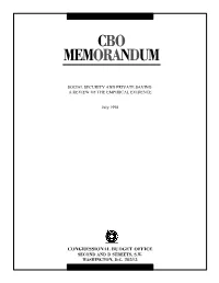 Social Security and Private Saving: a Review of the Empirical Evidence