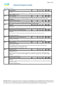 Sydney Program Guide