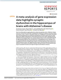 A Meta-Analysis of Gene Expression Data Highlights Synaptic Dysfunction
